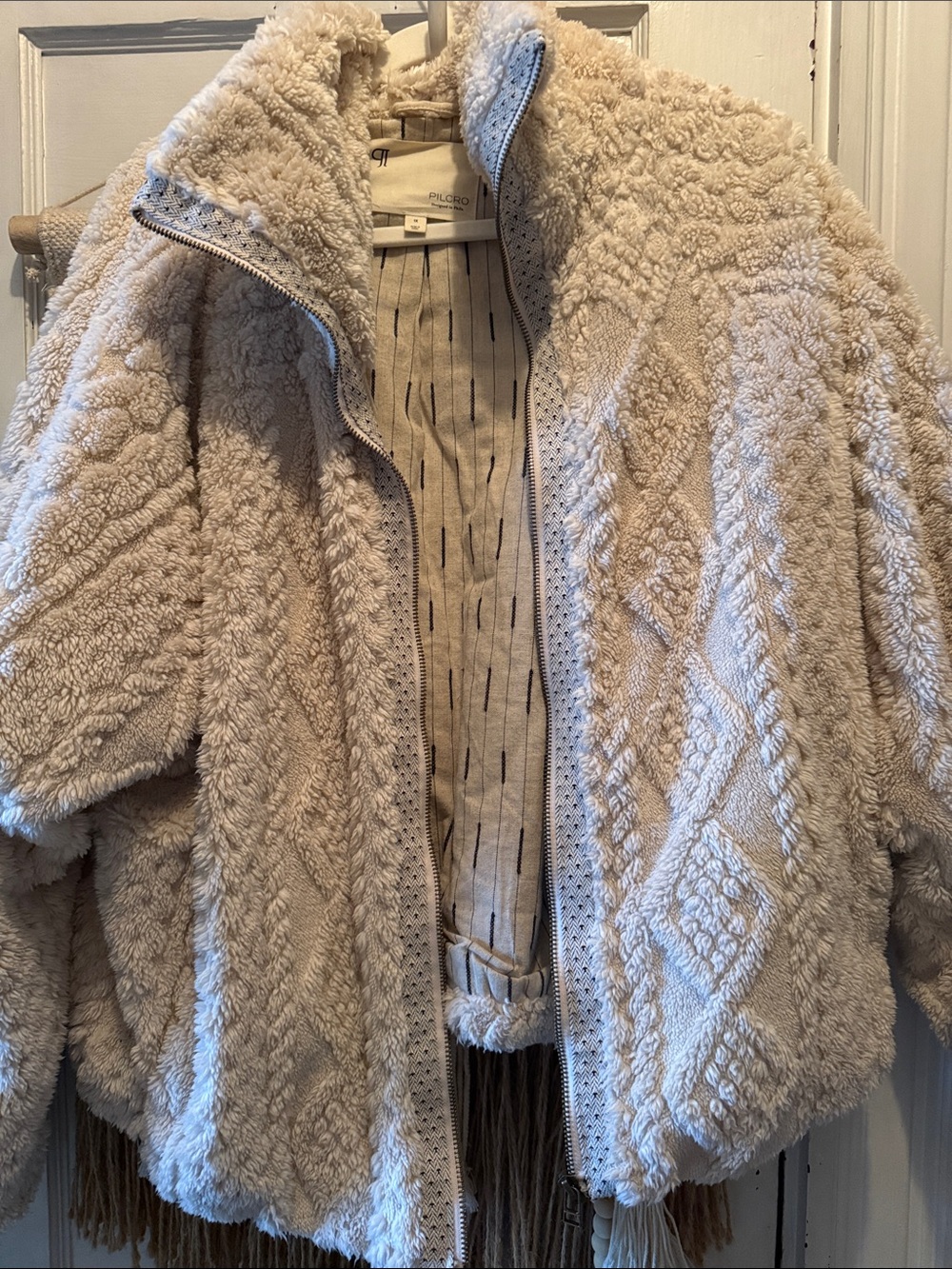 Pilcro Cream Sherpa Zip Jacket 1X